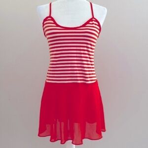 Vintage 90’s Victoria’s Secret orange and white cotton & chiffon slip